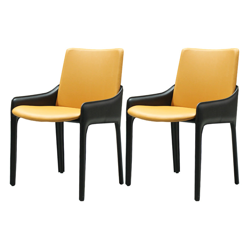 Silla de comedor de metal moderno, silla de comedor con brazo de cuero para uso doméstico