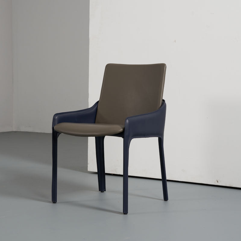 Silla de comedor de metal moderno, silla de comedor con brazo de cuero para uso doméstico