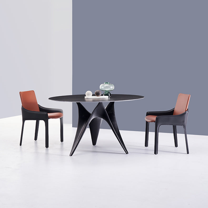 Silla de comedor de metal moderno, silla de comedor con brazo de cuero para uso doméstico