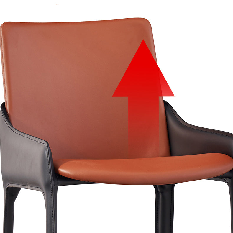 Silla de comedor de metal moderno, silla de comedor con brazo de cuero para uso doméstico