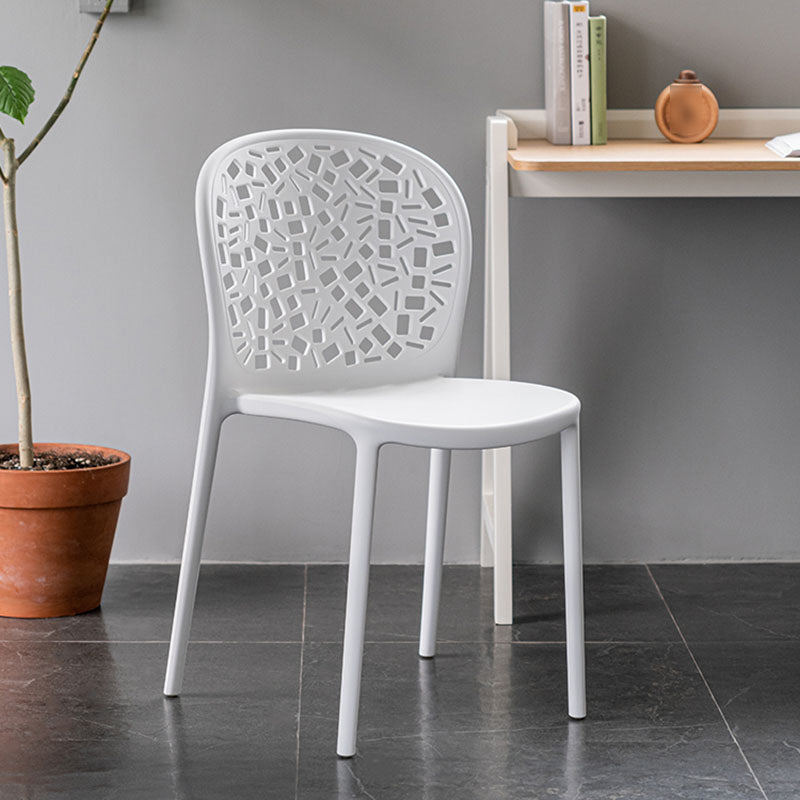 Scandinavische open achterkant Dining Side stoel Plastic Dining Armless Stoel