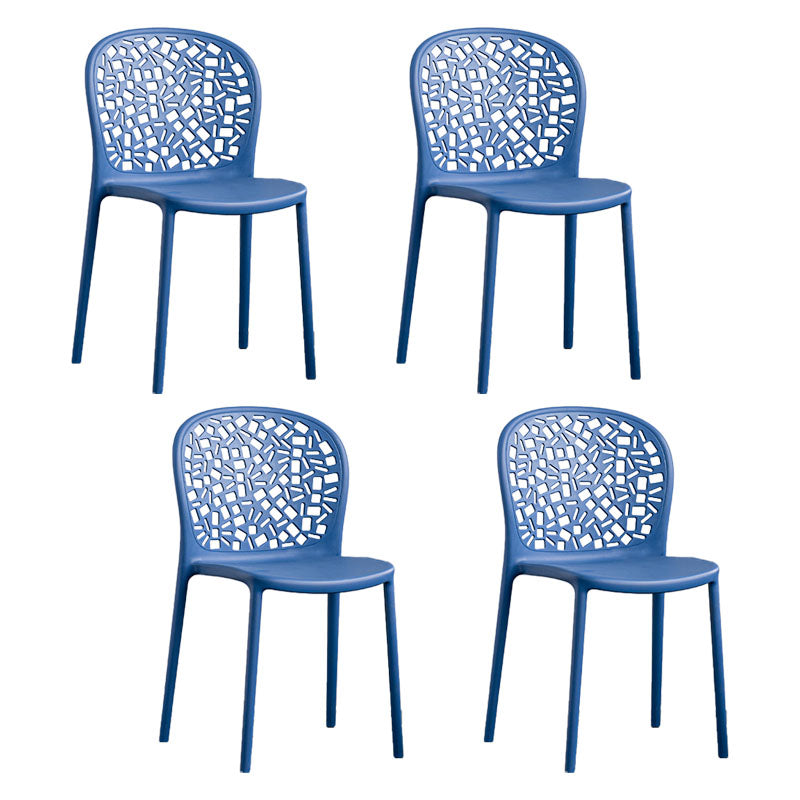 Scandinavische open achterkant Dining Side stoel Plastic Dining Armless Stoel