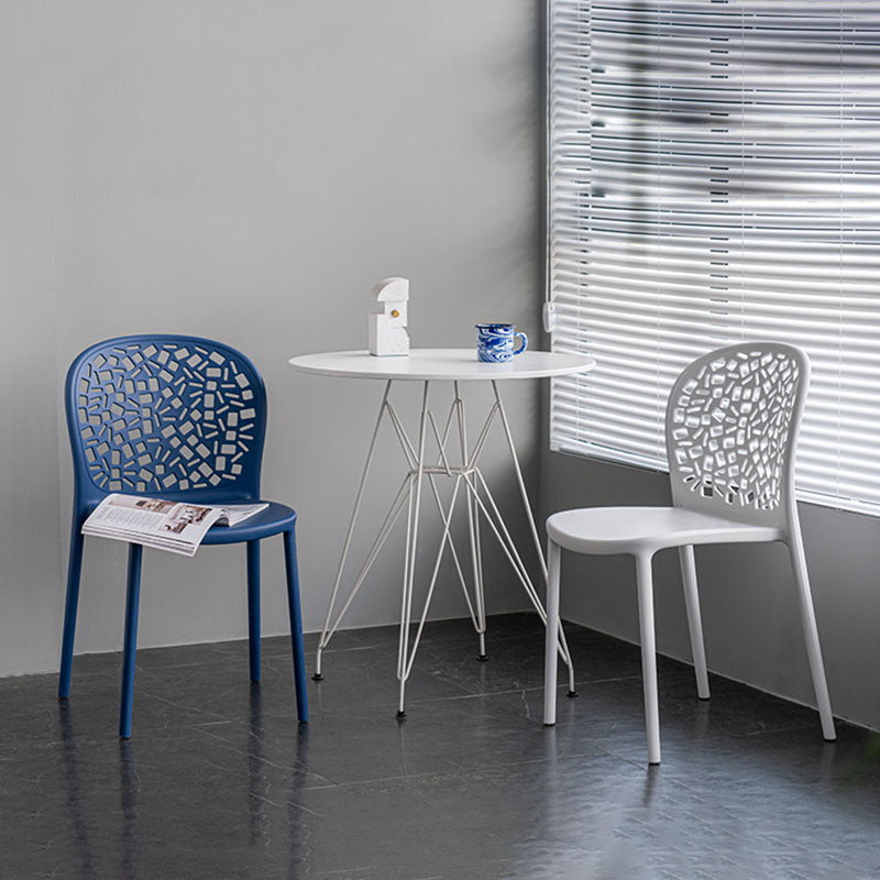Scandinavische open achterkant Dining Side stoel Plastic Dining Armless Stoel