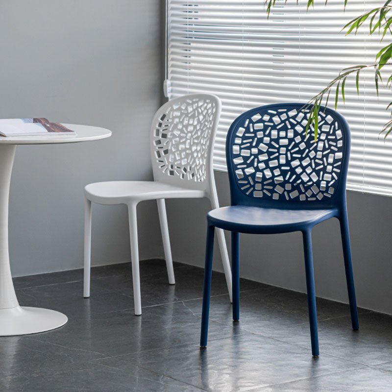 Scandinavische open achterkant Dining Side stoel Plastic Dining Armless Stoel