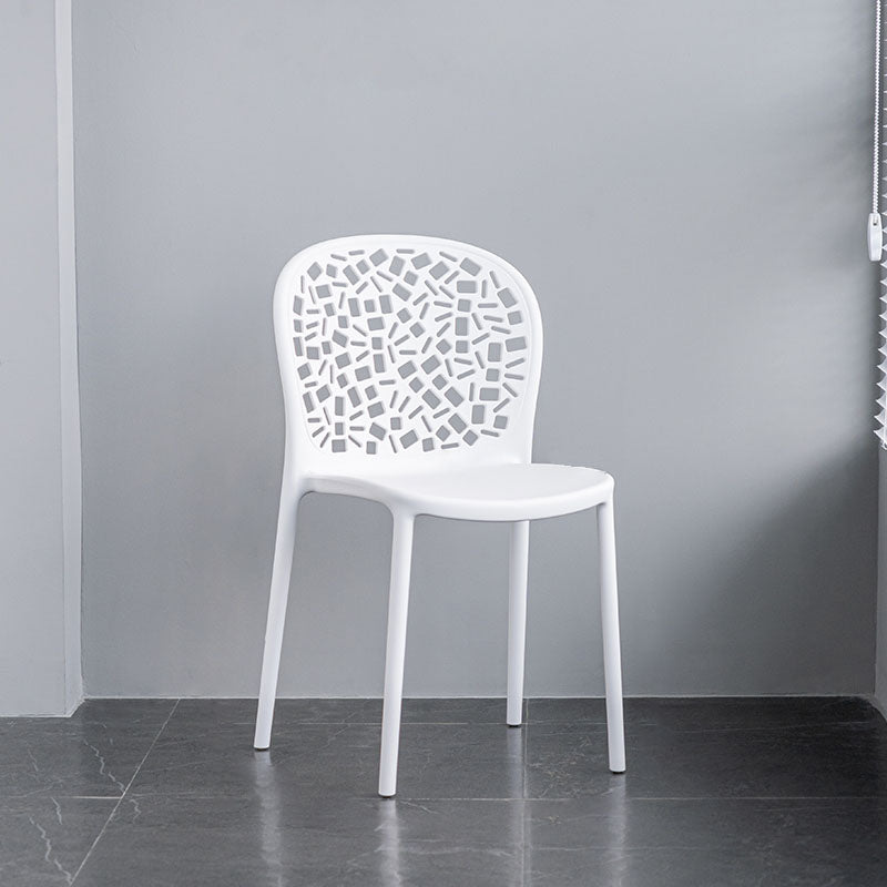 Scandinavische open achterkant Dining Side stoel Plastic Dining Armless Stoel