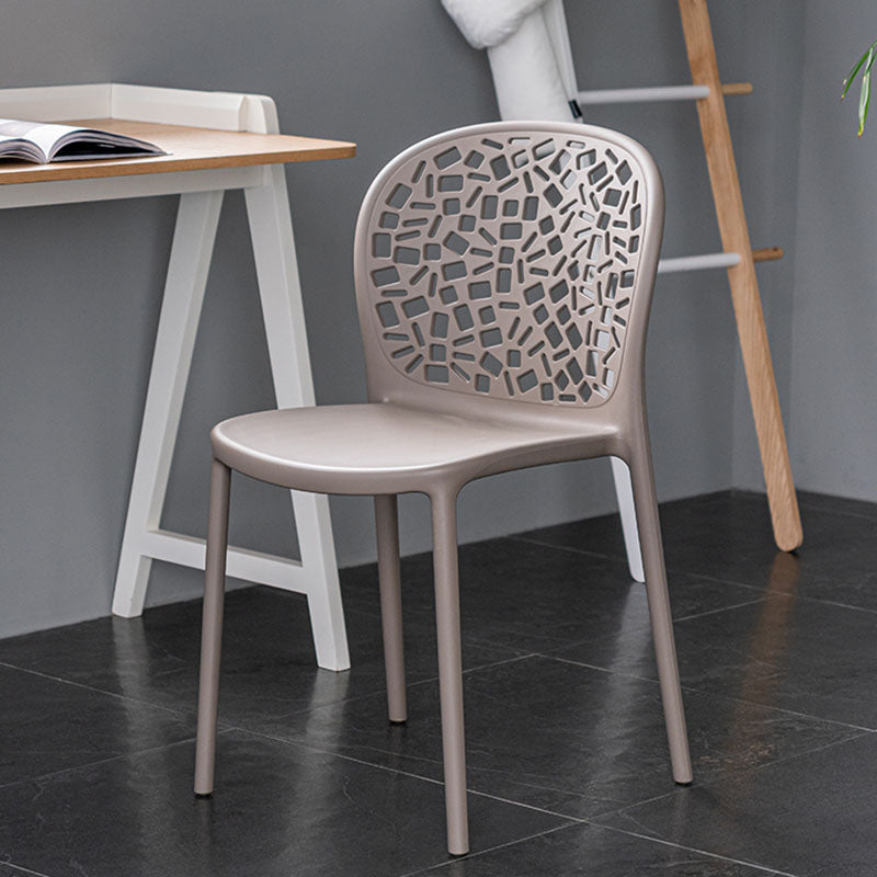 Scandinavische open achterkant Dining Side stoel Plastic Dining Armless Stoel