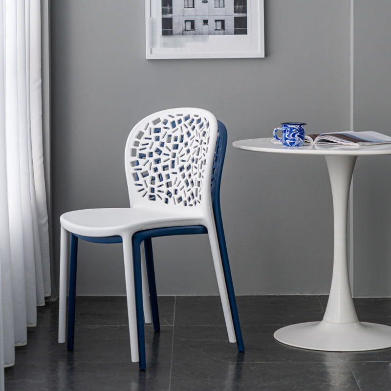 Scandinavische open achterkant Dining Side stoel Plastic Dining Armless Stoel