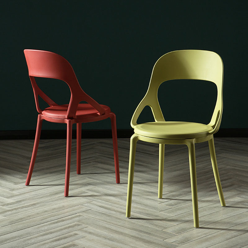 Sillas de comedor sin brazos con respaldo abierto escandinavo, silla lateral de plástico