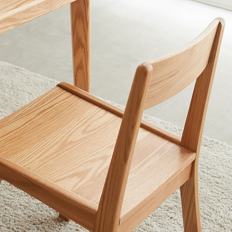 Silla con respaldo abierto de estilo contemporáneo, silla sin brazos con patas de madera para cocina