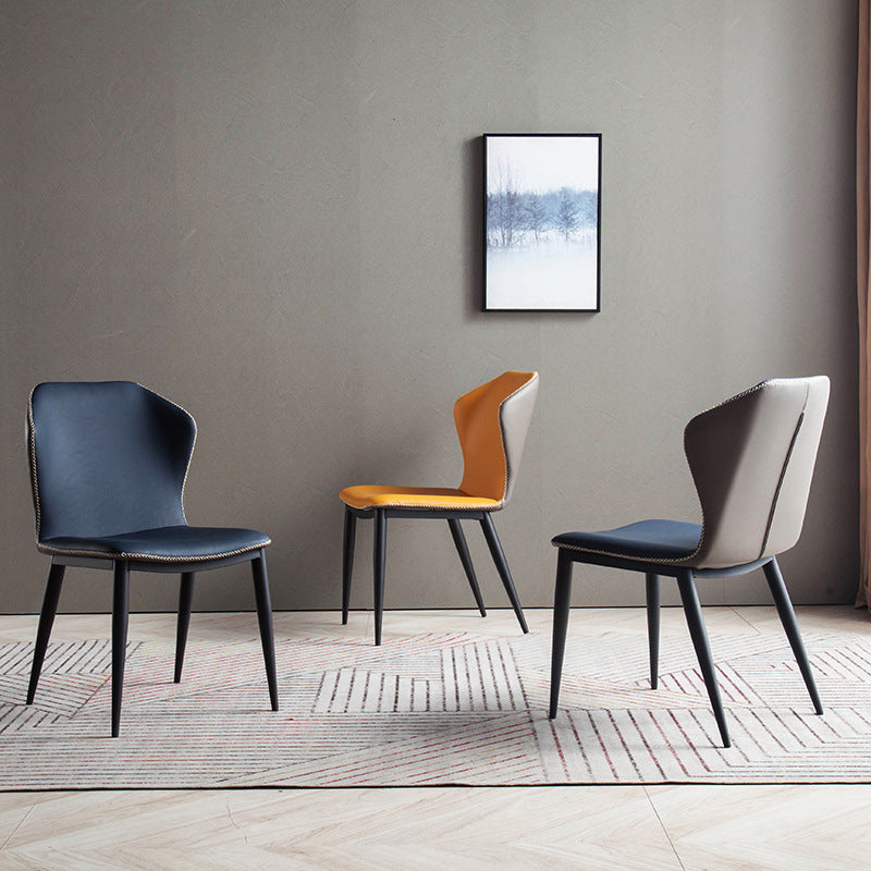 Silla lateral casera de cuero moderna con respaldo mate Silla de comedor