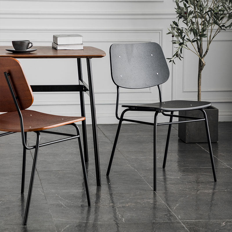 Sillas de comedor sin brazos con respaldo abierto de estilo industrial, sillas de comedor de madera para el hogar