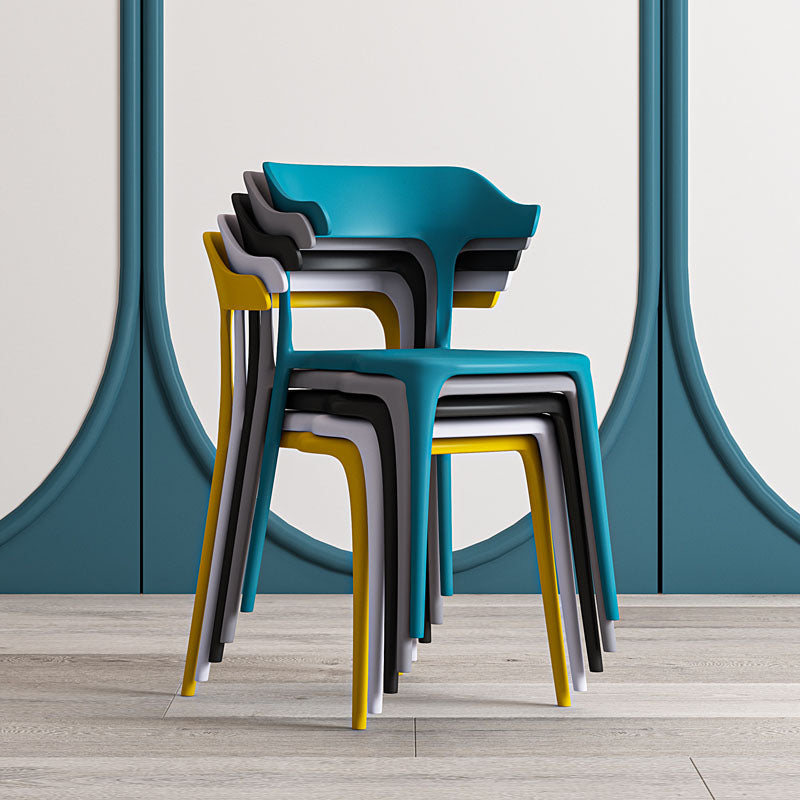 Sillas de comedor de plástico de estilo nórdico, respaldo abierto, silla lateral para uso doméstico
