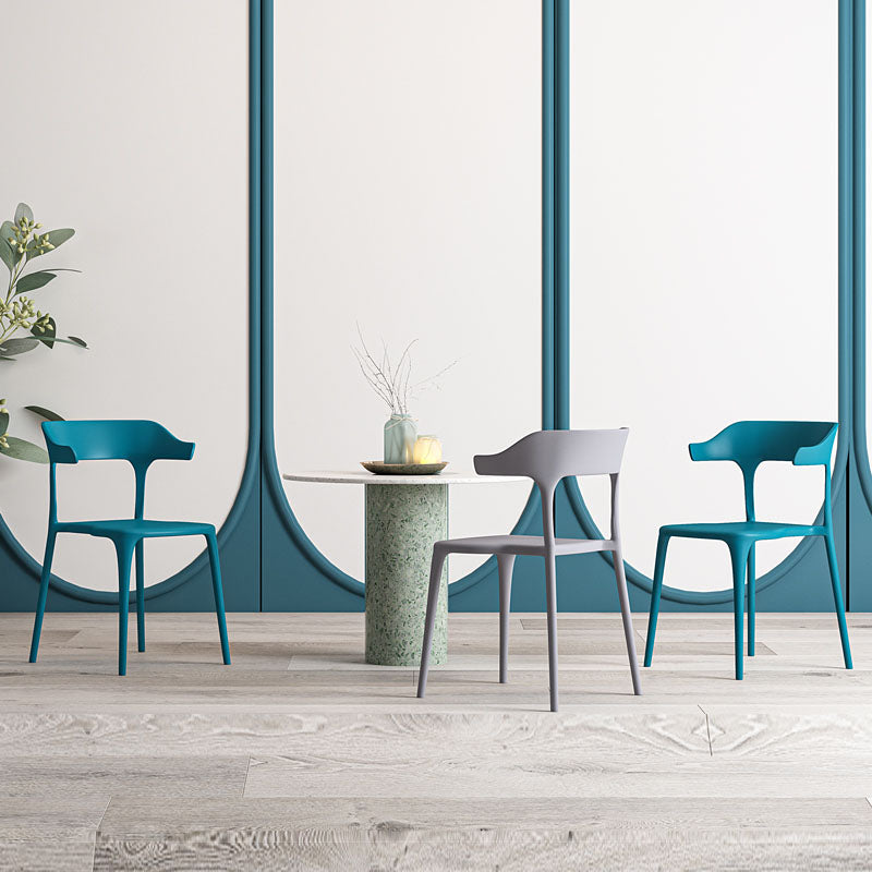 Sillas de comedor de plástico de estilo nórdico, respaldo abierto, silla lateral para uso doméstico