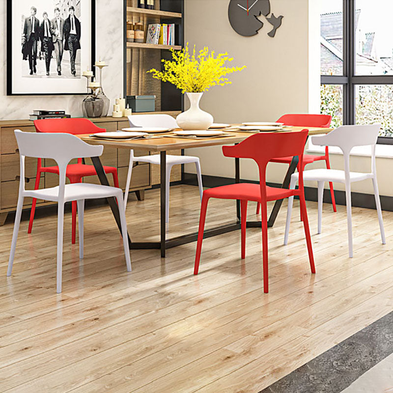 Sillas de comedor de plástico de estilo nórdico, respaldo abierto, silla lateral para uso doméstico