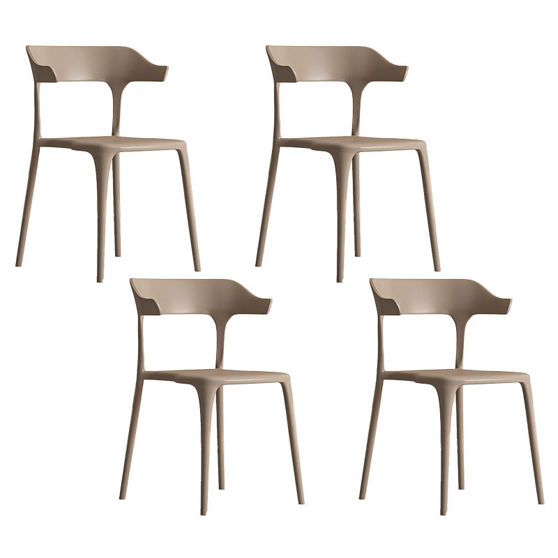 Sillas de comedor de plástico de estilo nórdico, respaldo abierto, silla lateral para uso doméstico