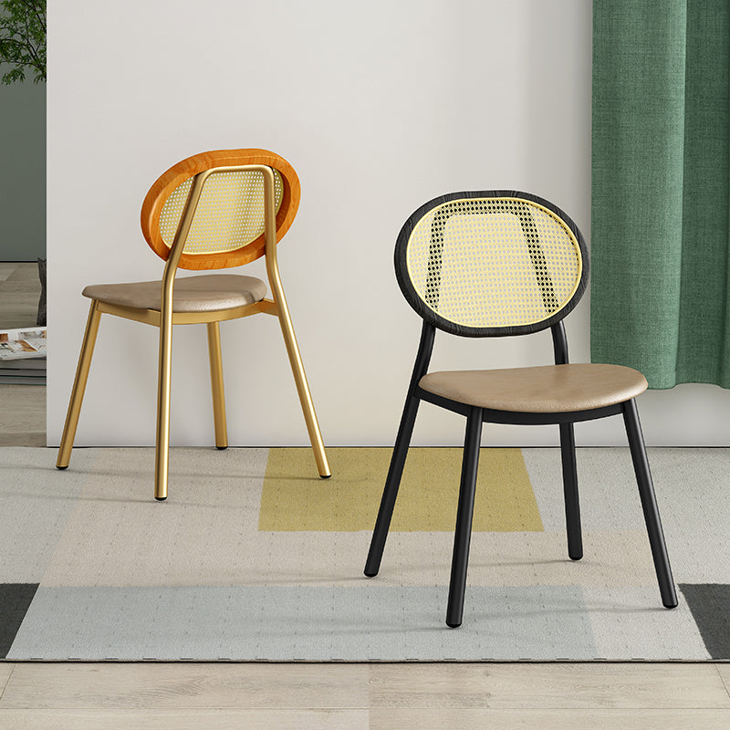 Silla lateral de comedor escandinava con respaldo abierto para silla lateral de comedor de cuero para el hogar