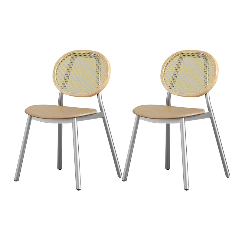 Silla lateral de comedor escandinava con respaldo abierto para silla lateral de comedor de cuero para el hogar