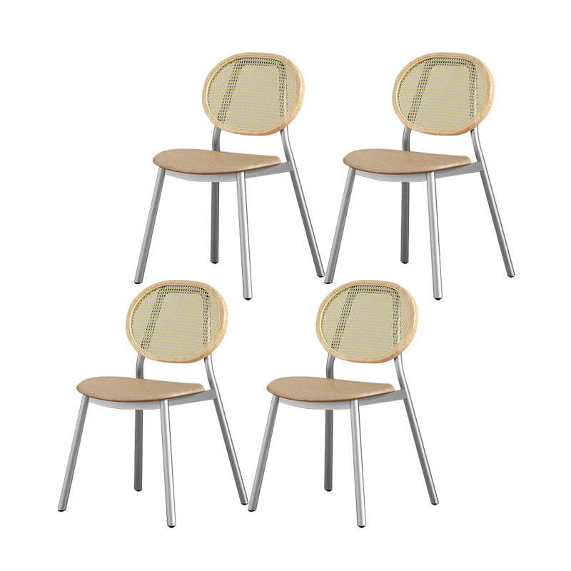 Silla lateral de comedor escandinava con respaldo abierto para silla lateral de comedor de cuero para el hogar