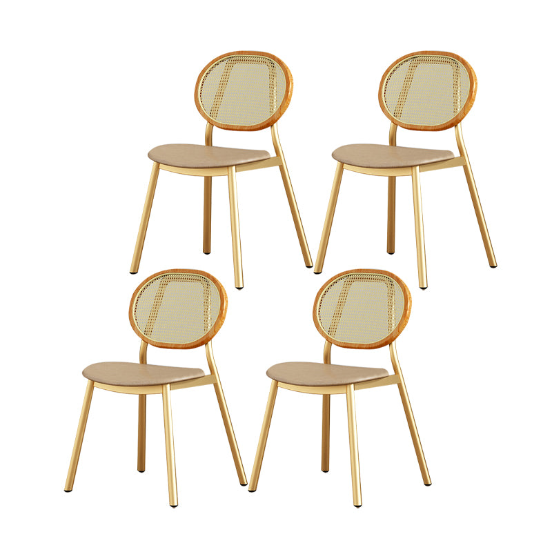 Silla lateral de comedor escandinava con respaldo abierto para silla lateral de comedor de cuero para el hogar
