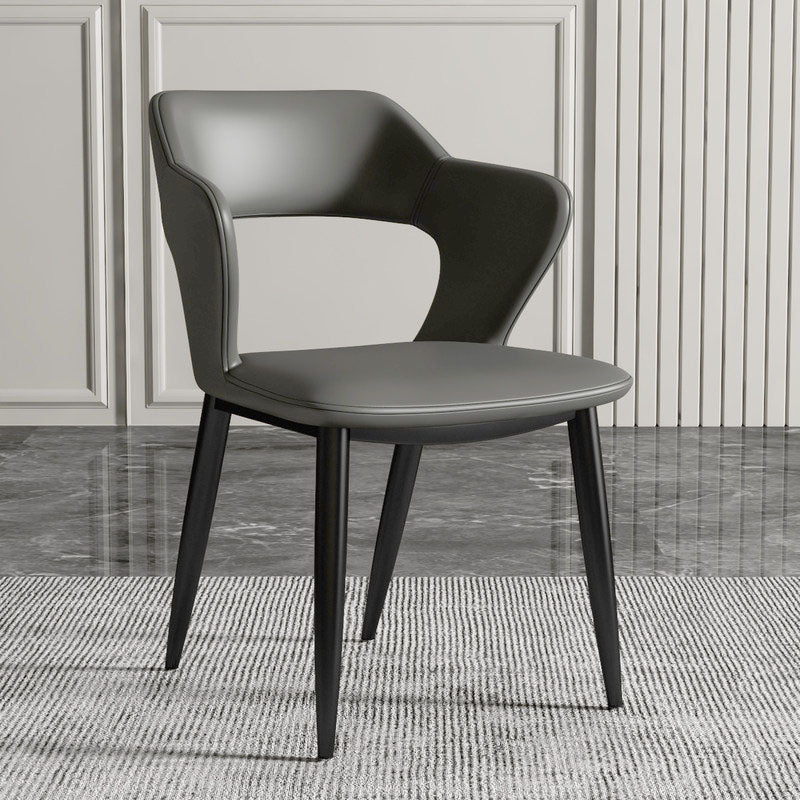 Modern Home Open Back Arm Chair Upholstered Matte Finish Dining Chair
