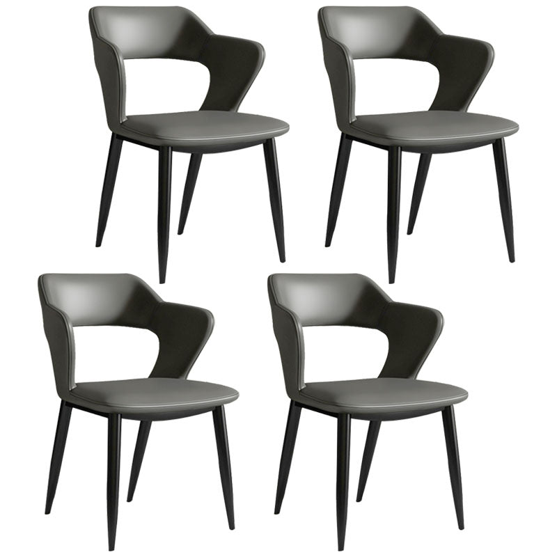 Modern Home Open Back Arm Chair Upholstered Matte Finish Dining Chair