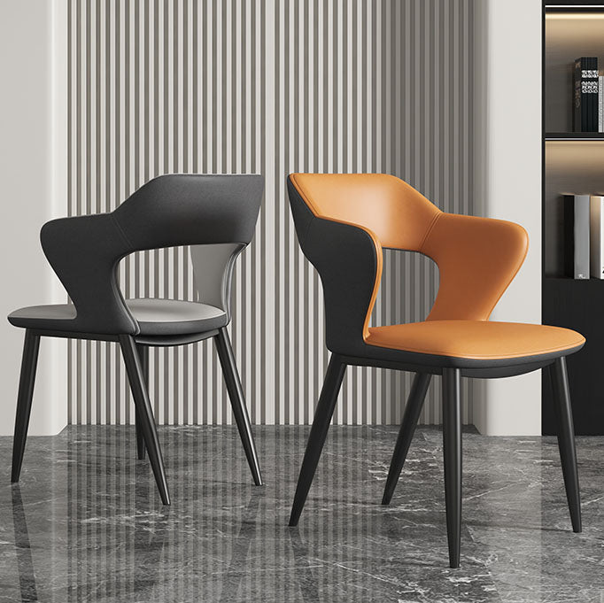 Modern Home Open Back Arm Chair Upholstered Matte Finish Dining Chair