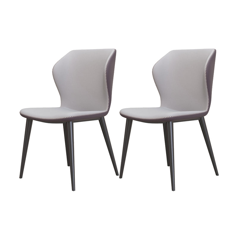 Industrial Style Wingback Armless Dining Chair Faux Leather Dining Chairs