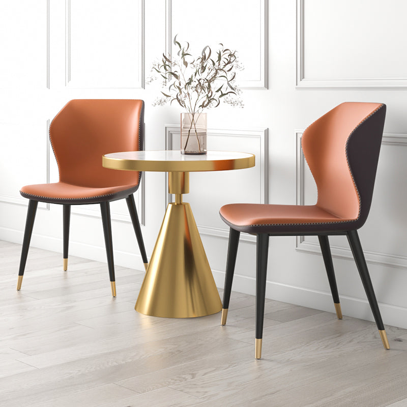 Industrial Style Wingback Armless Dining Chair Faux Leather Dining Chairs