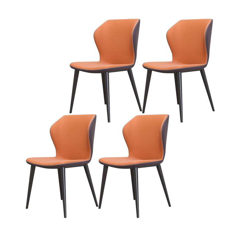 Industrial Style Wingback Armless Dining Chair Faux Leather Dining Chairs