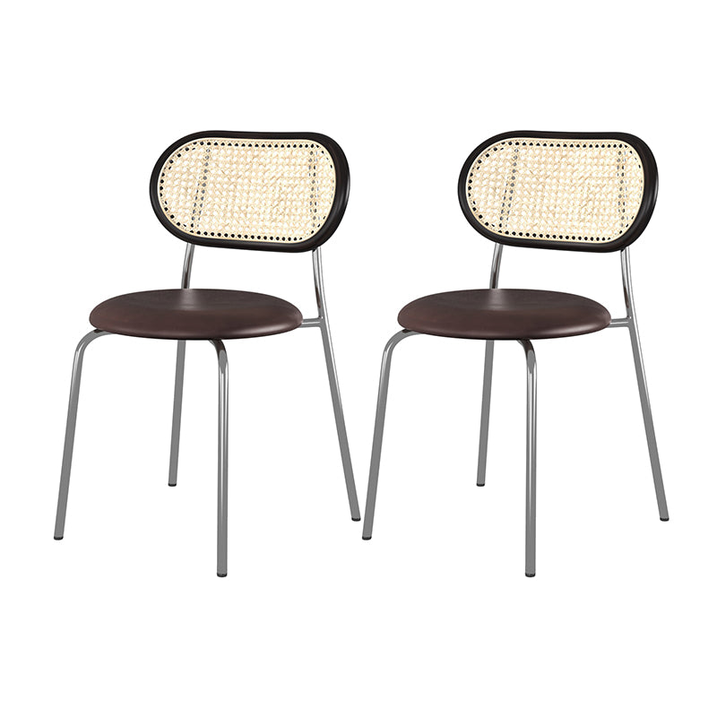 Chaises de salle à manger en simili cuir à dossier ouvert de style industriel