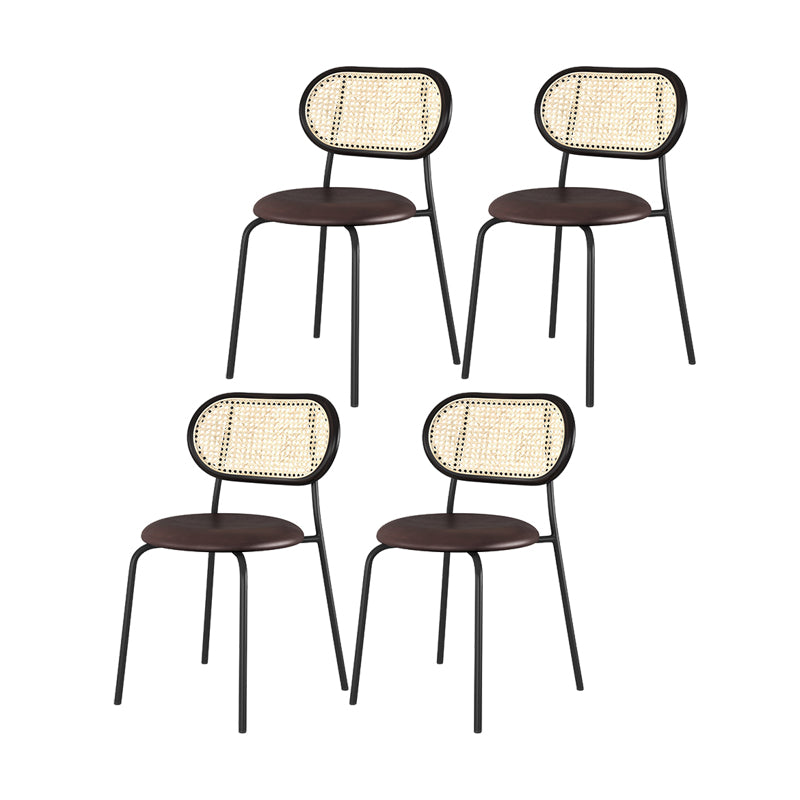 Chaises de salle à manger en simili cuir à dossier ouvert de style industriel