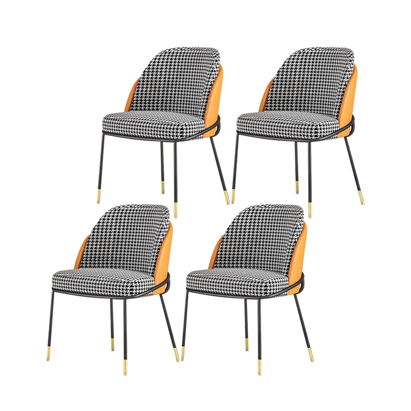 Silla sin brazos tapizada silla de comedor de metal de estilo nórdico para uso en restaurantes