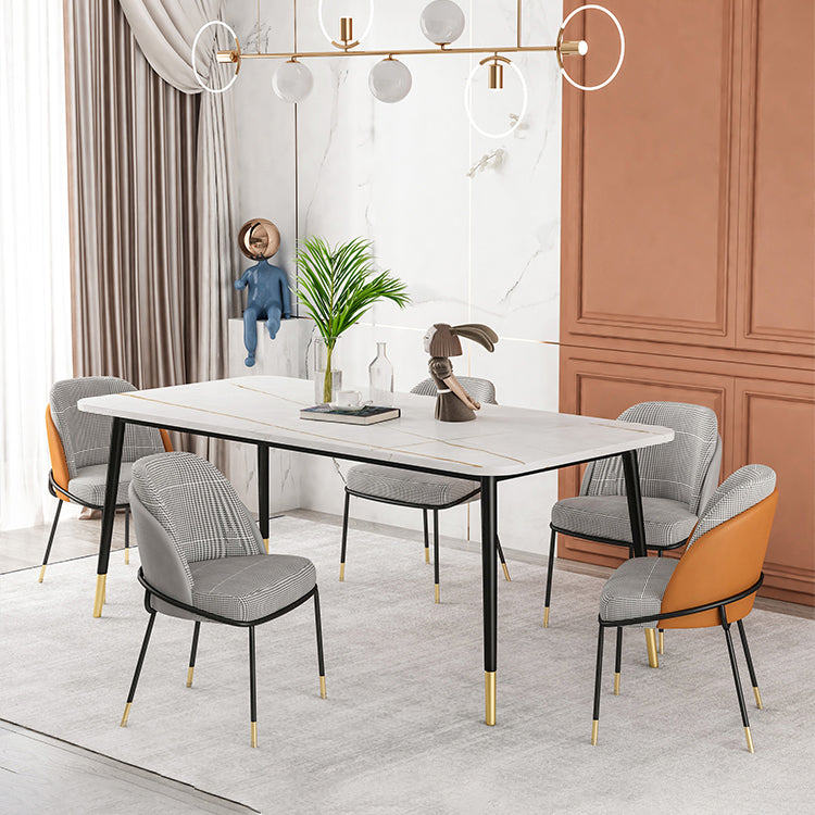 Silla sin brazos tapizada silla de comedor de metal de estilo nórdico para uso en restaurantes