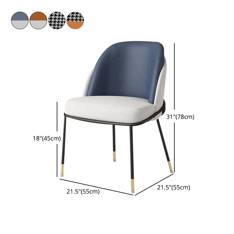 Silla sin brazos tapizada silla de comedor de metal de estilo nórdico para uso en restaurantes