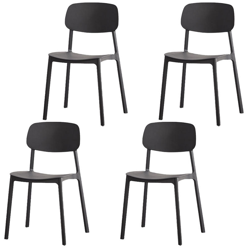 Silla lateral trasera abierta apilable moderna, acabado mate de plástico, silla de comedor