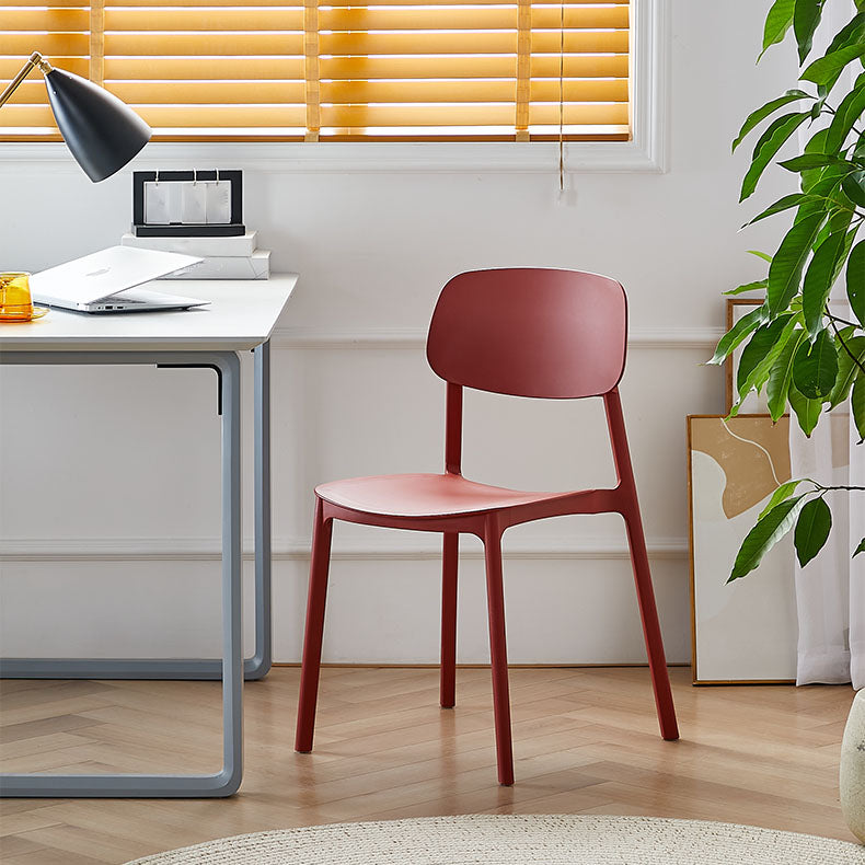 Silla lateral trasera abierta apilable moderna, acabado mate de plástico, silla de comedor
