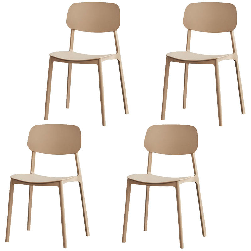 Silla lateral trasera abierta apilable moderna, acabado mate de plástico, silla de comedor