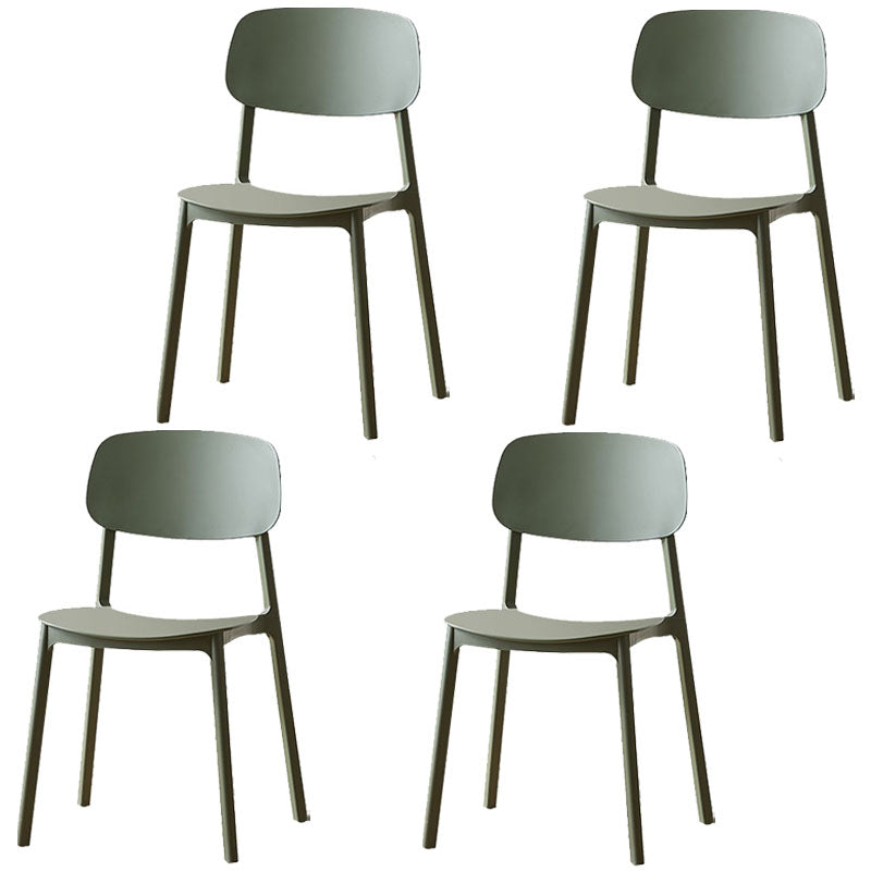 Silla lateral trasera abierta apilable moderna, acabado mate de plástico, silla de comedor