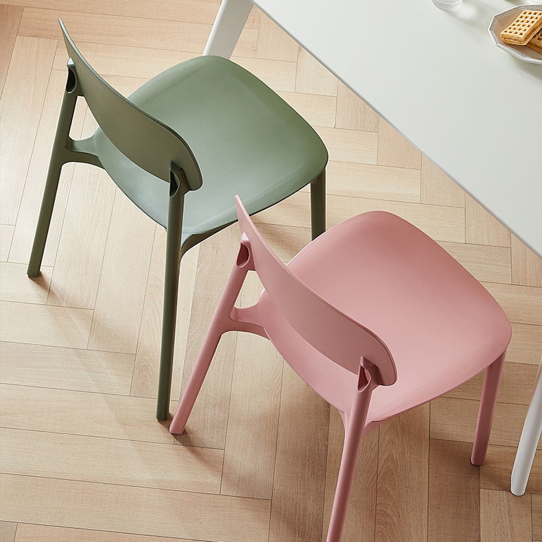 Silla lateral trasera abierta apilable moderna, acabado mate de plástico, silla de comedor