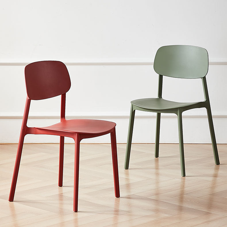 Silla lateral trasera abierta apilable moderna, acabado mate de plástico, silla de comedor