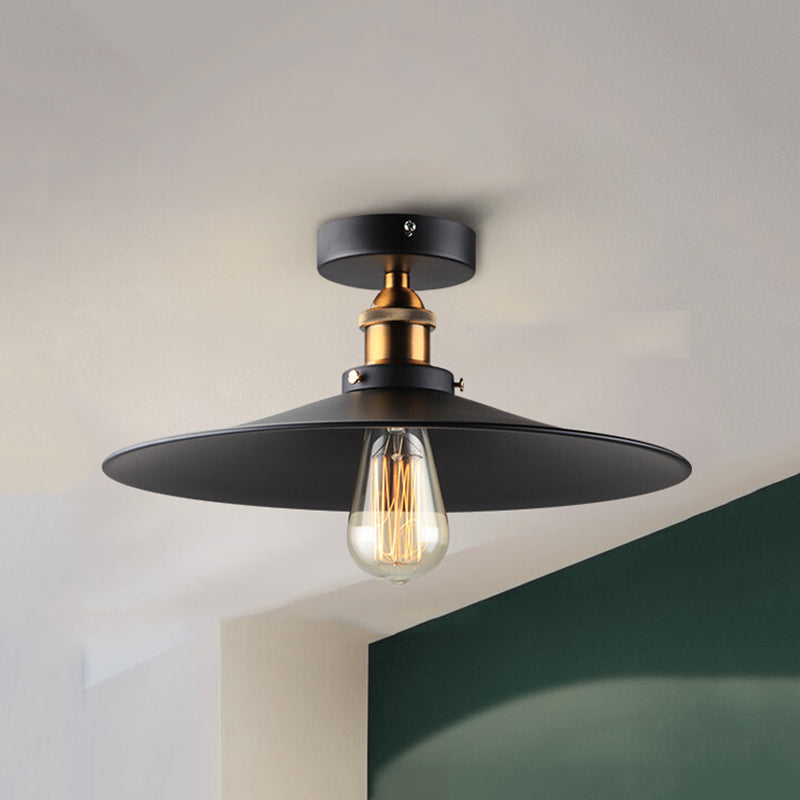 Lumière semi-luxuelle évasée noire Salle de salle à manger en métal industrie