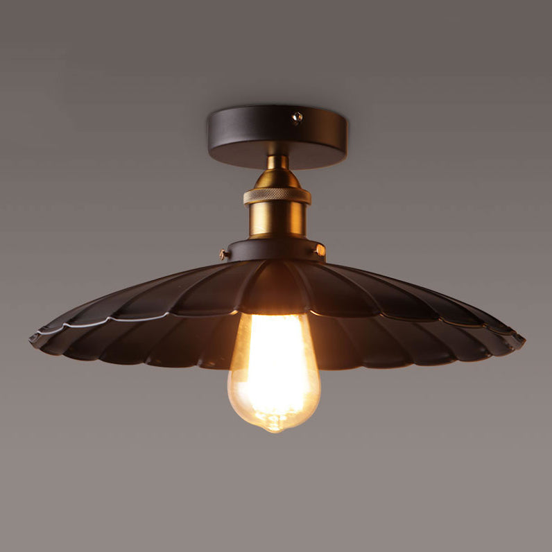 Lumière semi-luxuelle évasée noire Salle de salle à manger en métal industrie