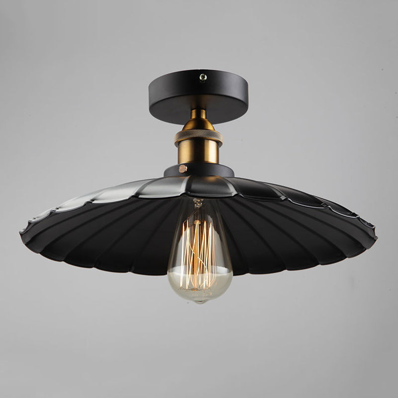 Lumière semi-luxuelle évasée noire Salle de salle à manger en métal industrie