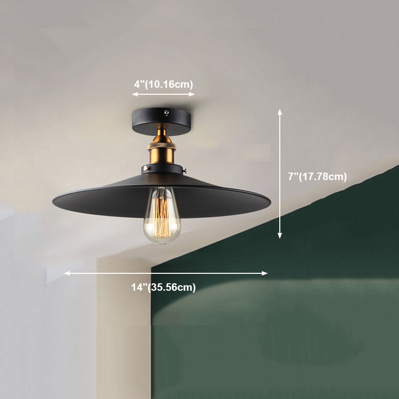 Lumière semi-luxuelle évasée noire Salle de salle à manger en métal industrie