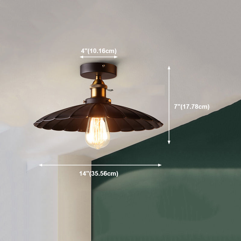 Lumière semi-luxuelle évasée noire Salle de salle à manger en métal industrie