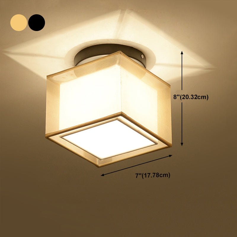 Luz de montaje de techo geométrico de tela Luz de luz de montaje tradicional Luz montada en el techo del pasillo