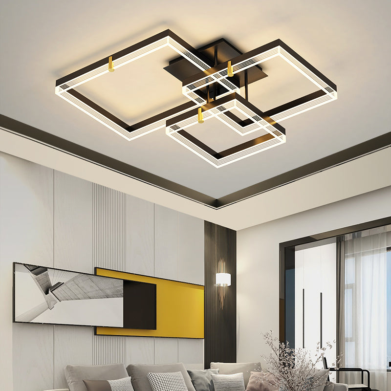 Luz de lámpara geométrica contemporánea de metal 3 iluminación de flushmount en negro