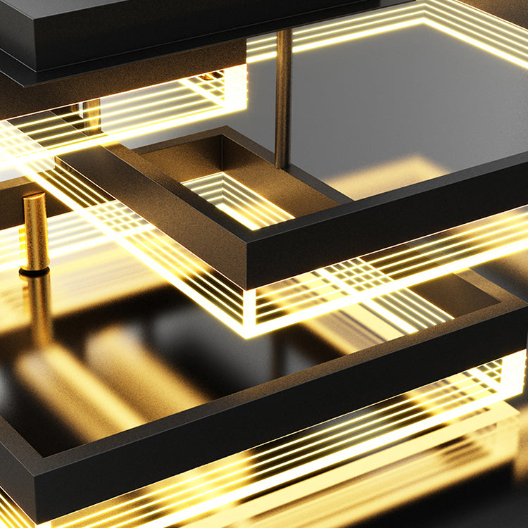 Luz de lámpara geométrica contemporánea de metal 3 iluminación de flushmount en negro