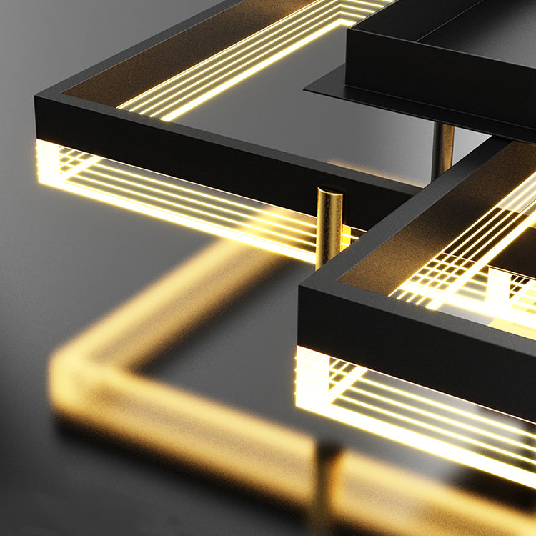 Luz de lámpara geométrica contemporánea de metal 3 iluminación de flushmount en negro