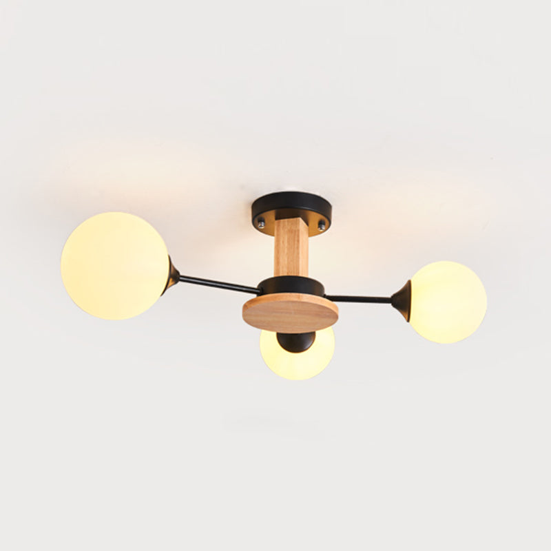 Globe contemporain Flush Lightture Wood Flush Mount Plafond Pilation